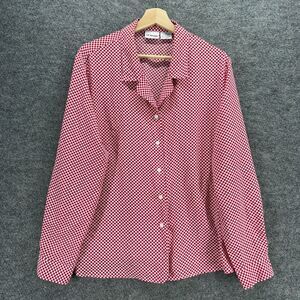 Liz Baker Shirt Women 18 Plus Pink Geometric Button Up Collared Long Sleeve